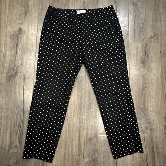Elle Brand Skinny Ankle Black White Polka Dot Career Pants Trousers Size 8 - Picture 1 of 9